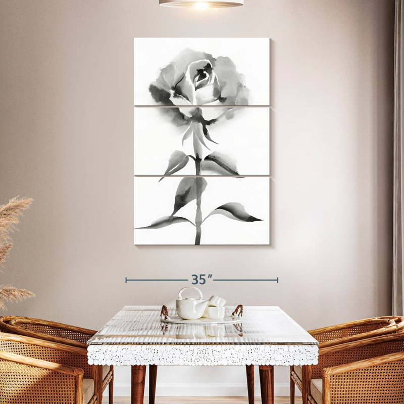 Harnek noir et rose blanche, H 50 po x l 32 po