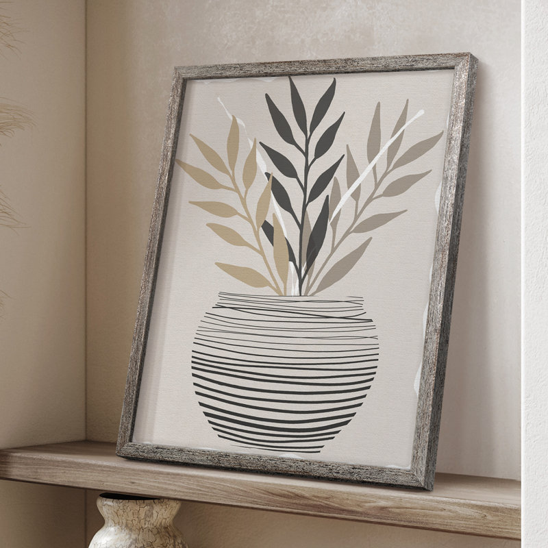 Palmier I, reproduction encadrée - bois massif 47844, H 11 po x l 9 po
