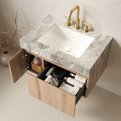 Muri 30" Wall-Mounted Bathroom Vanity with Sintered Stone Countertop & Undermount Ceramic Sink