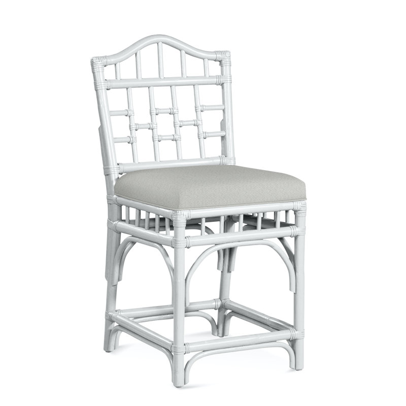 Tabouret de comptoir 24 po Chippendale, Tissu vert performance 0851-54, Blanc givré