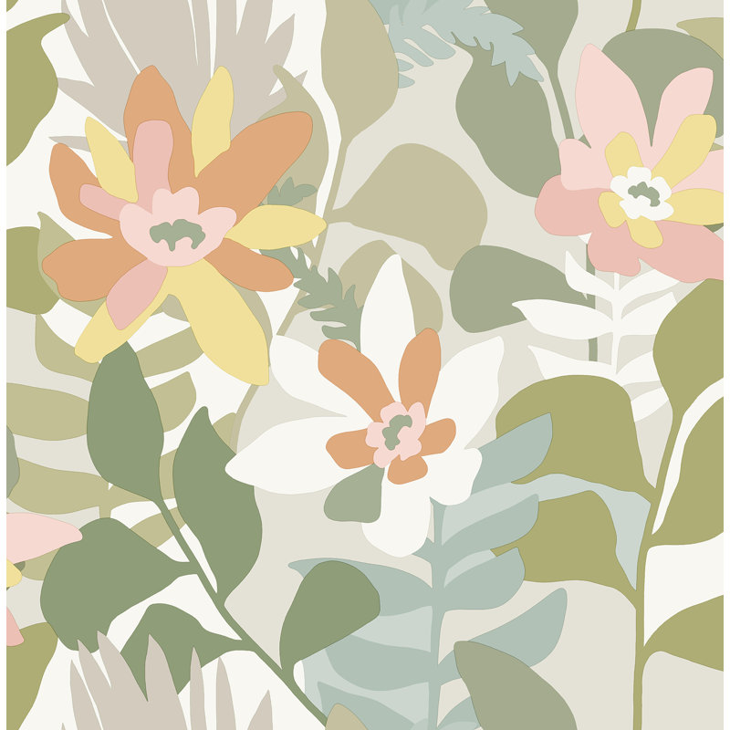 Rouleau de papier peint floral L 33 pi x l 20,5 po Floral, Taupe