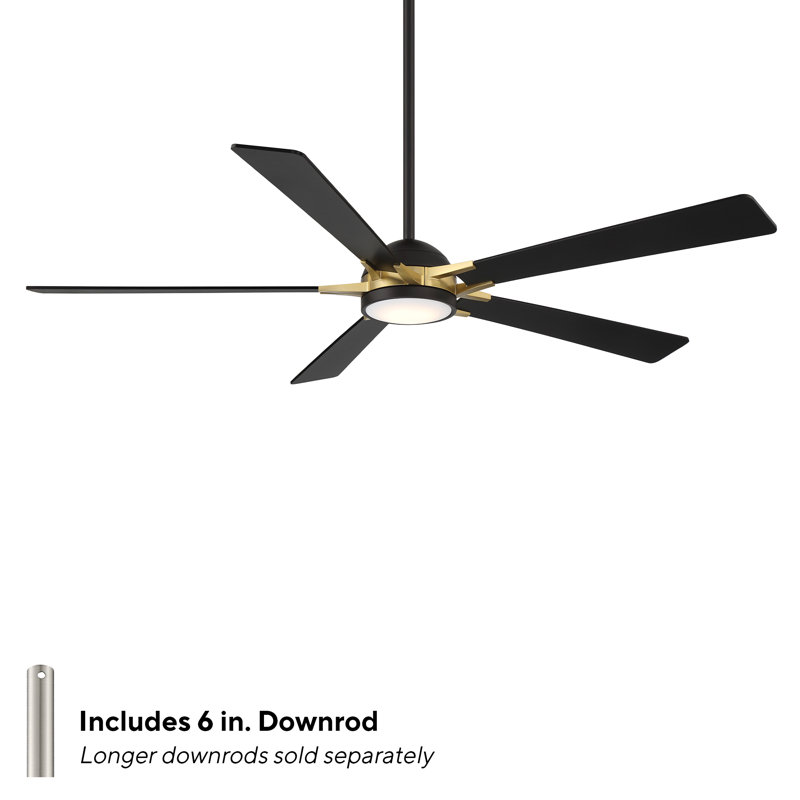 Rotary Smart LED Downrod Ceiling Fan, Gold