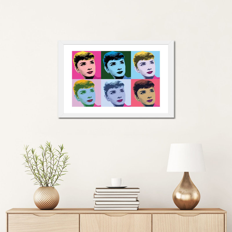 Audrey Hepburn Warhol Sabrina par radio Days-impression d’art graphique, Blanc, H 24 po x l 16 po x P 1 po