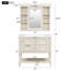 Meuble-lavabo de 36 po avec armoire à pharmacie, armoire à miroir moderne avec tablette réglable, armoire de rangement pour salle de bain à 4 tiroirs, armoire de rangement pour cadre de salle de bain en bois massif-102299644