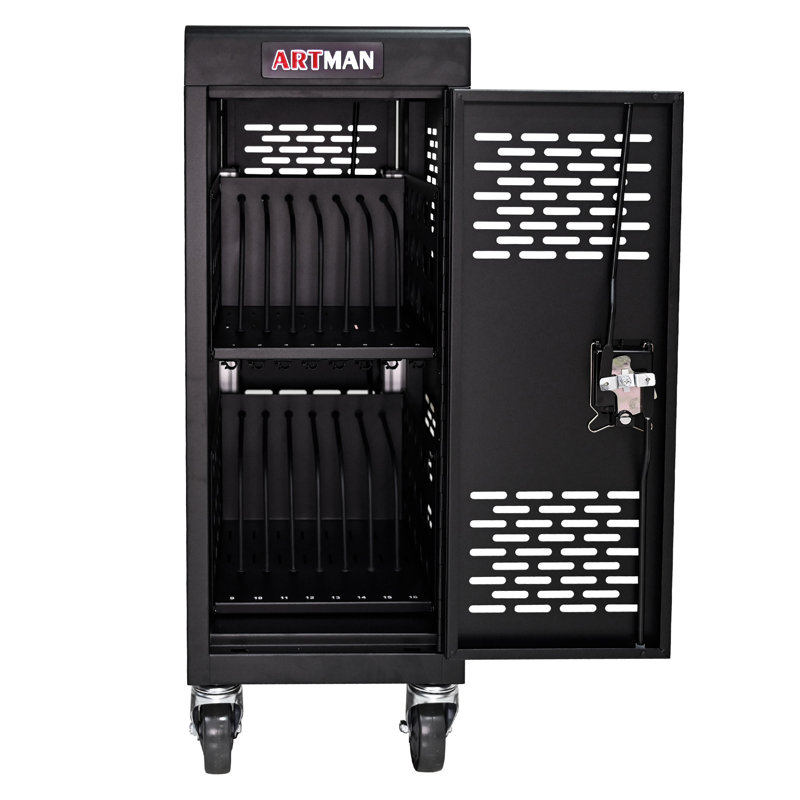 Armoire de chargement verrouillable à 16 compartiments pour ordinateur portable, Chromebook - Noir, Noir