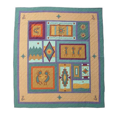 Kokoepelli Rustic Cotton Patchwork Quilt