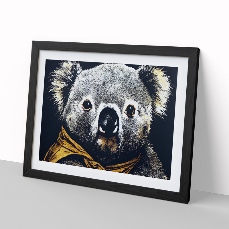 XH1022-9370X Unbeatable Koala Bear - Single Picture Frame Print, 34cm H x 46cm W x 2cm D, Black