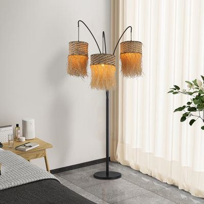Lampe sur pied en rotin 3 lumières 72 po Amber 