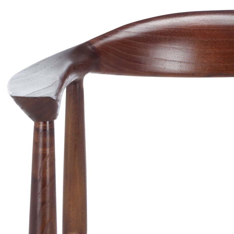 Chaise avec accoudoirs en cuir Thanusan, Brun, Cuir blanc