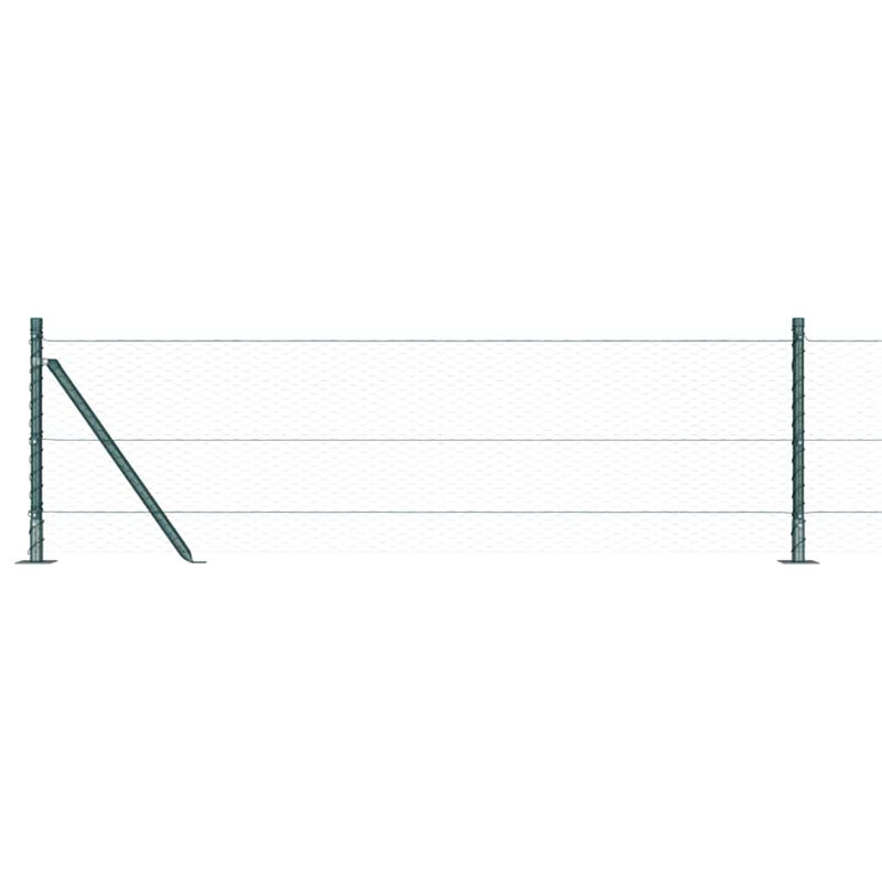Vidaxl Fence With Posts PVC-Coated Steel, Green, 60cm H x 5000cm W x 3.2cm D