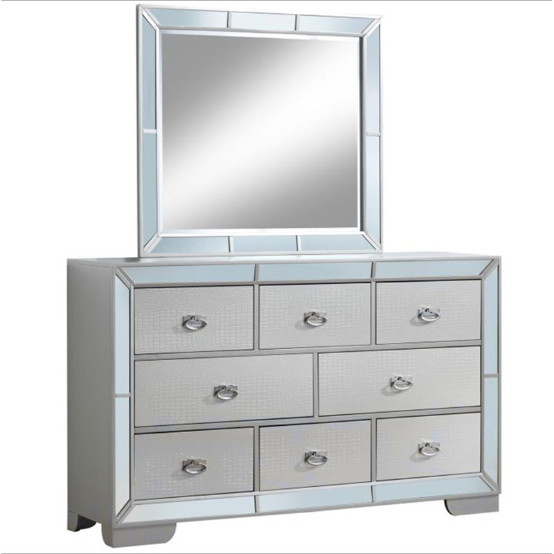 Commode de rangement élégante à champagne argenté