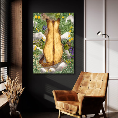  «Siamese In Rock Garden Back» par Gale Pitt, art mural en verre acrylique, 24 po x 36 po