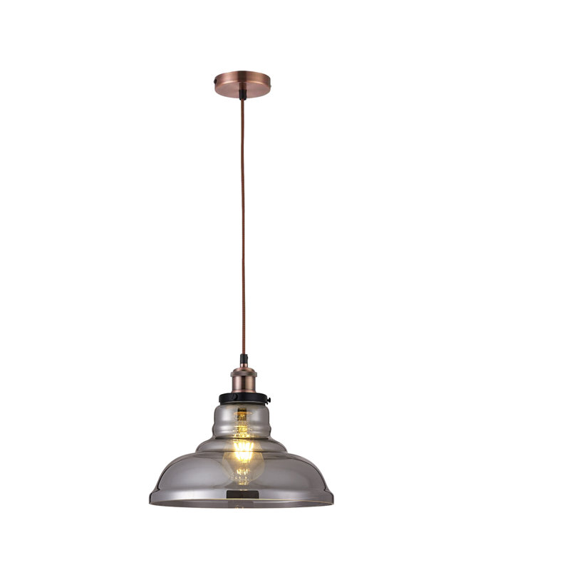 Gracie 1 - Light Dome Pendant, Vintage Smoked, Brown Braided