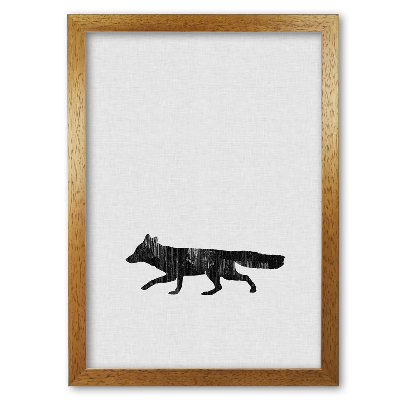 Fox Animal Art - Print, Honey Oak Frame, 30 cm H x 21 cm W x 5 cm D
