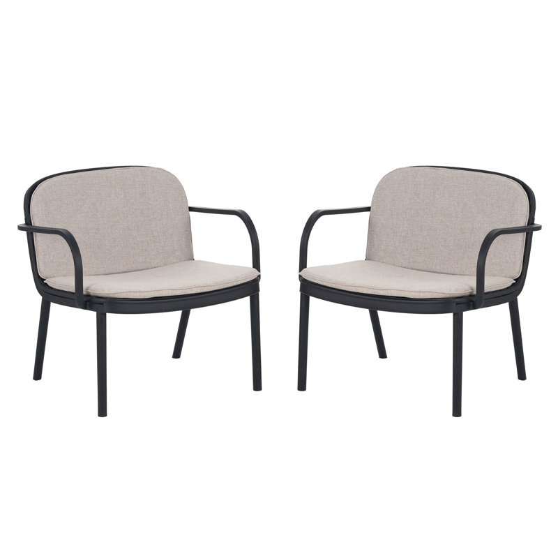Fauteuil club extérieur Luna de Luna (excluant la table), Beige/noir