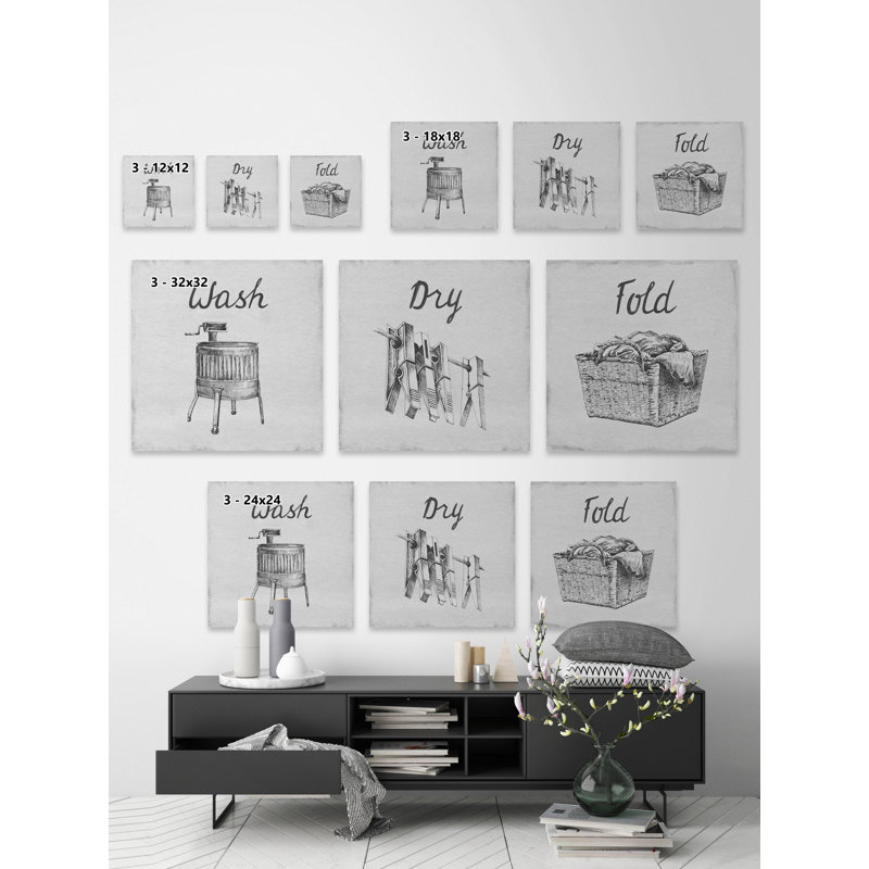 Siaosi " Old Fashioned Laundry " by Marmont Hill 3 - Pieces, 18" H x 18" W