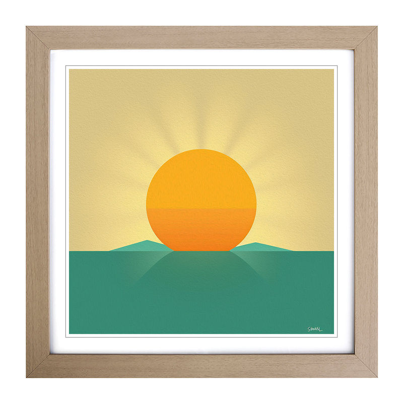 Sun Minimalism - Single Picture Frame Print on Wood, Oak