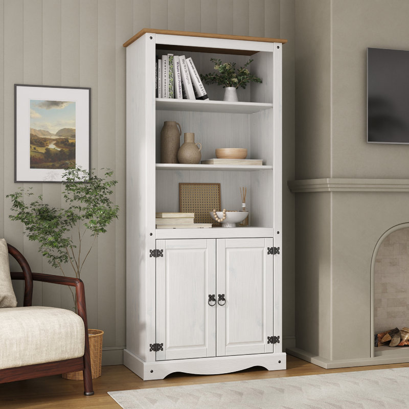 Chatman Storage Bookcase, White Wash