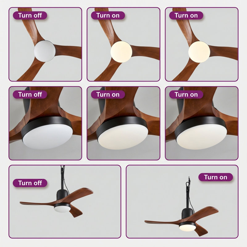 34" Small Farmhouse Ceiling Fan with Light & Remote – Dimmable LED, Plug-in/Hardwire for Covered Patios, Gazebos & Pergolas