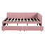 Canapé-lit double en lin rose avec 2 tiroirs de rangement, support en lattes de bois, aucun sommier nécessaire-616681419