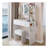 17" Round LED Mirror Vanity Table+Cushioned Stool, Equipped With 2 AC+2 USB Power Socket, Big Mirror, Touch Switch, 3 Colors, Adjustable Brightness, Large Desktop, Multi-Layer High Capacity Storage-1197877047