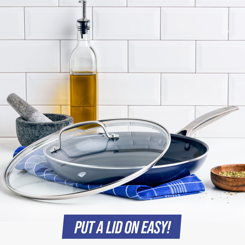 Blue Diamond Ceramic Non-Stick Covered Skillet with lid, 12"
