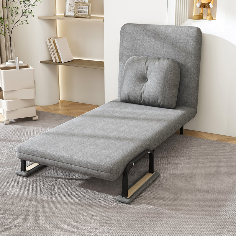 Folding Sofa Bed 5-in-1 Convertible Chair with Adjustable Backrest and Pillow, Gray, Black