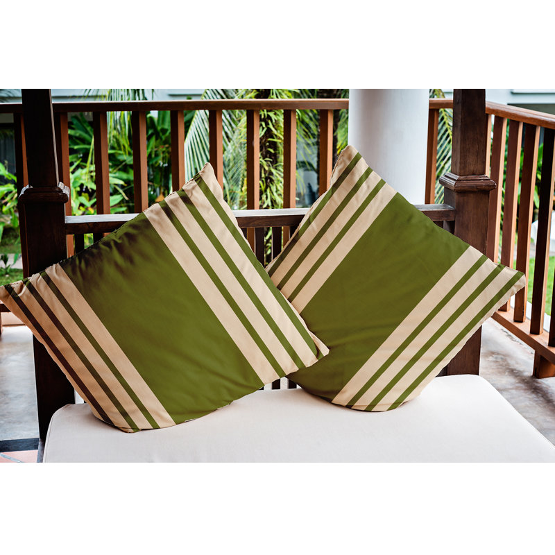 Stripe A Balance No Decorative Addition Outdoor Reversible Throw Pillow, 20" x 20", Olive