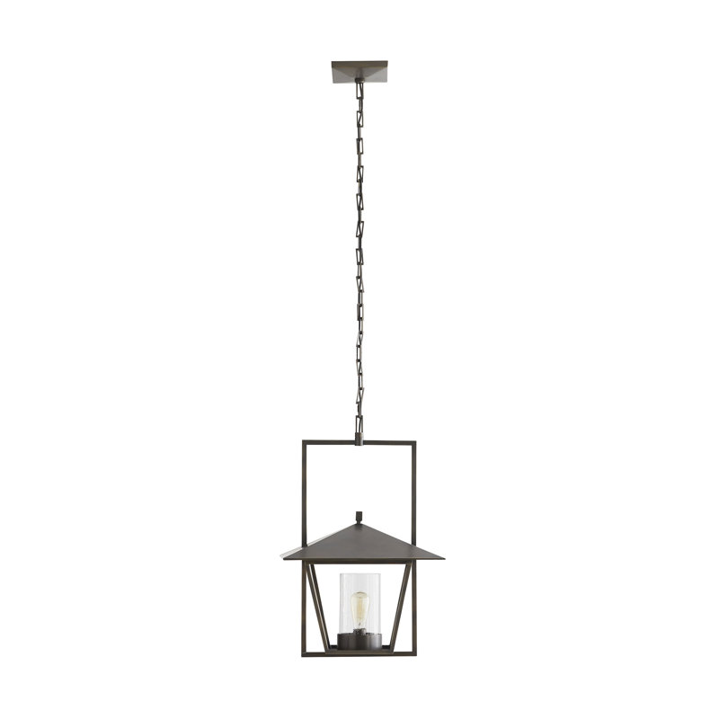 Aged Bronze Glass Indoor/Outdoor Lantern Pendant Light