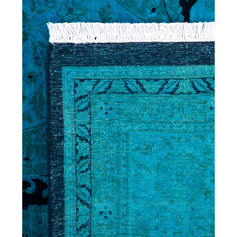Overdyed Hand-Knotted Wool Modern-Contemporary Blue Area Rug 10' 2" x 13' 10"