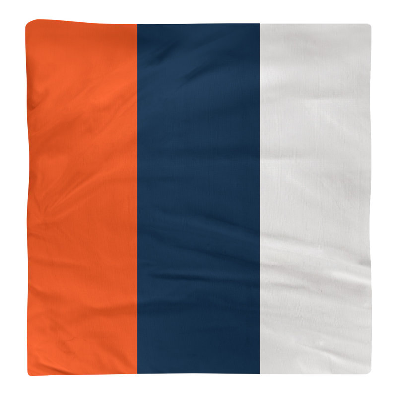 Cotton Striped Square Napkin, Orange/Navy/White