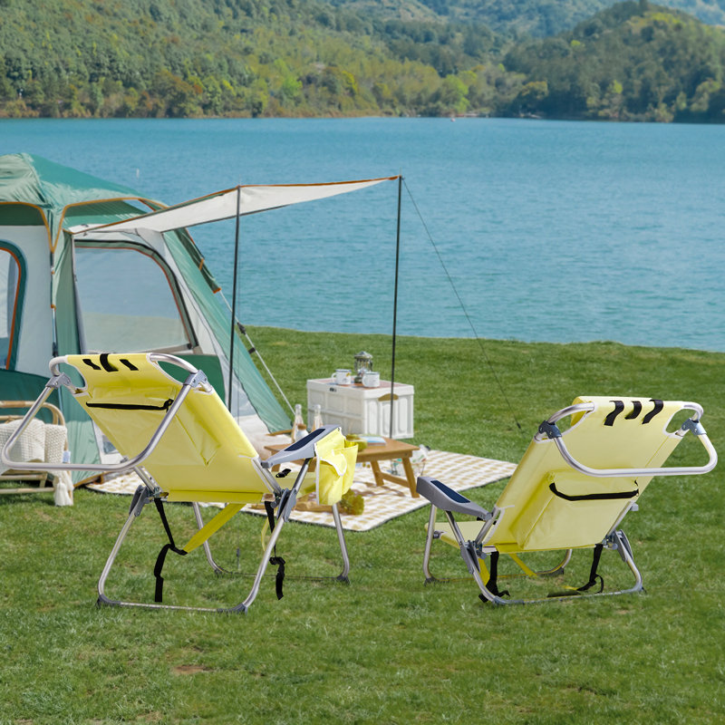 Aluminum Folding Backpack Beach Chair, Yellow