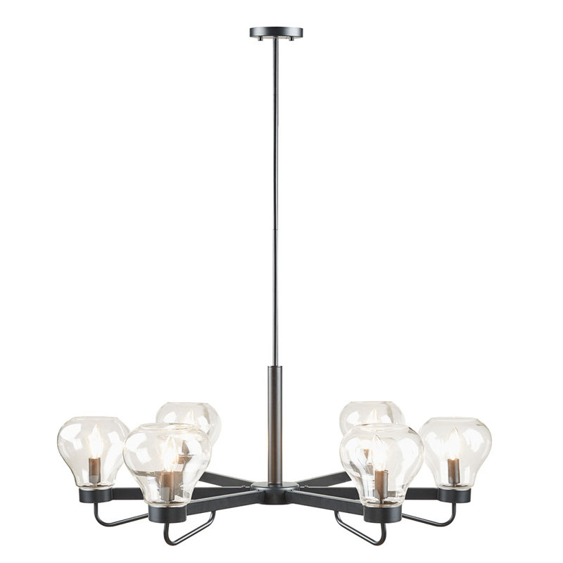 Lustre 6 lumières avec abat-jour en forme de bol