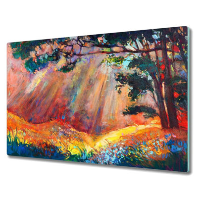 Meila Tempered Glass Meadow Trees Chopping Board
