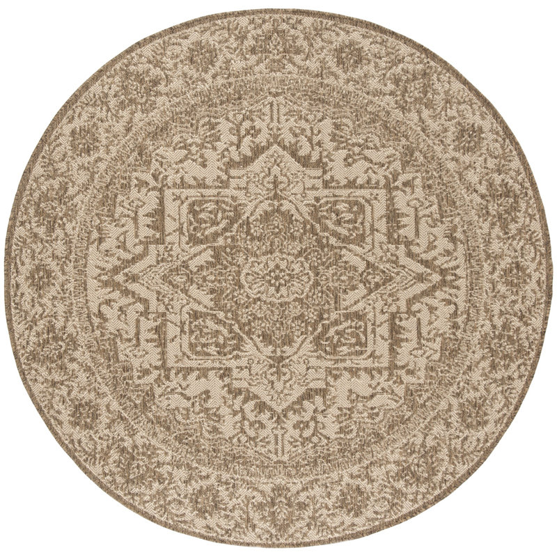 Donivin Performance Oriental Indoor/Outdoor Area Rug, Round 6'7"