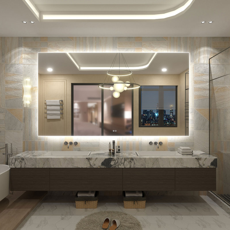 Wayfair Basics® UL Certified LED Anti-Fog Tempered Glass Bathroom/Vanity Mirror, 72" x 40"