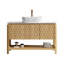 48" Modern Freestanding Bathroom Single Vanity With Marble Pattern Vessel Sink, Sintered Stone Top & Solid Wood Bamboo Texture Doors-1477935012