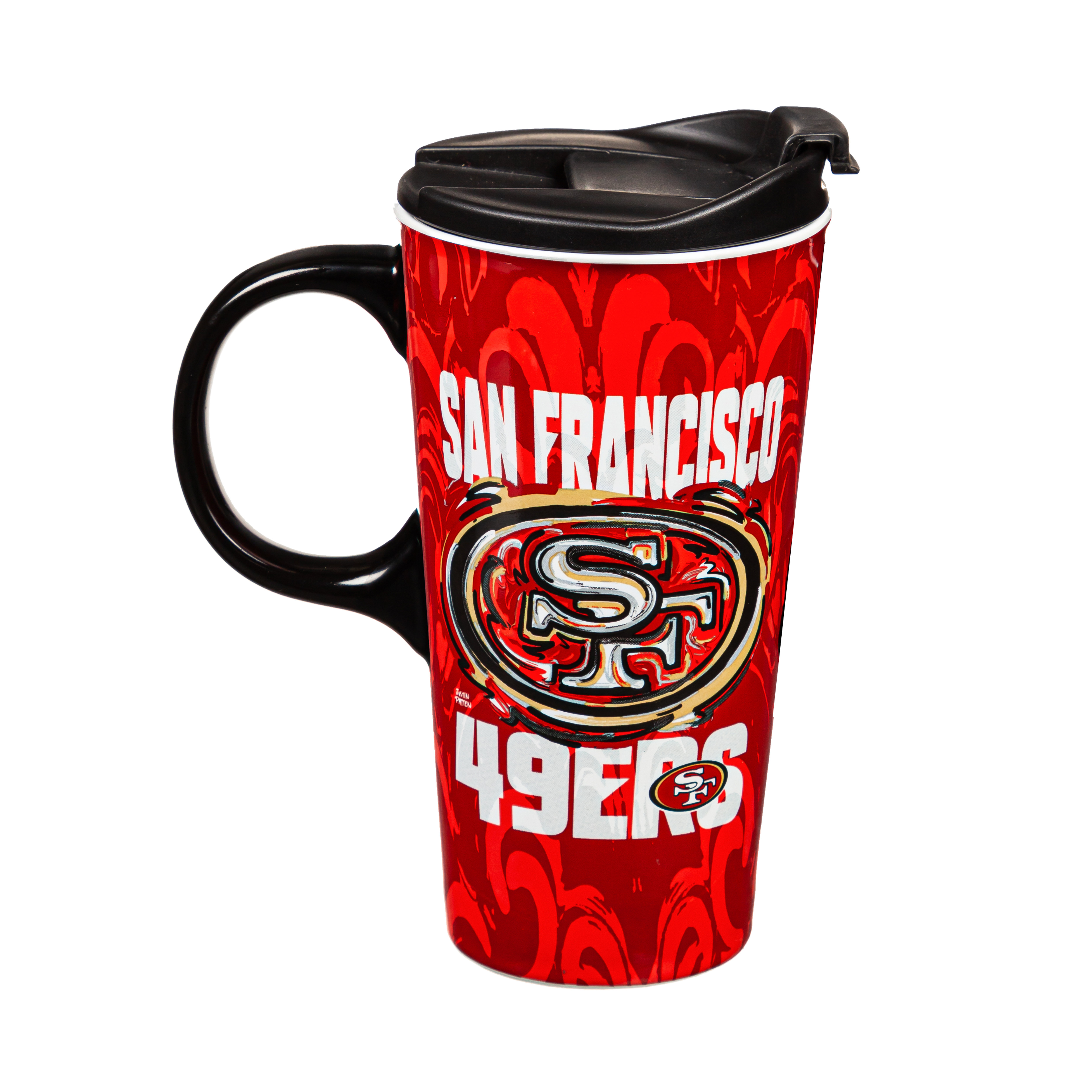 Evergreen San Francisco 49ers, 17oz Ceramic Travel Mug With Lid - New