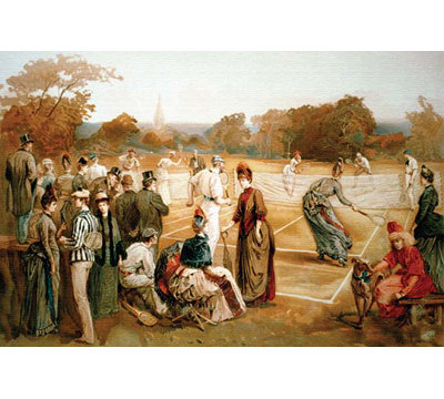 « victorian tennis match », affiche rétro