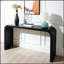 Élégante console en bois noir avec motif de cascade incurvée et perles en bois fabriquées à la main pour des entrées et des couloirs élégants-458246244