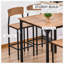 Ensemble de table de bar à hauteur de comptoir pour 4 personnes Meco, ensemble de table de cuisine carrée et chaises avec repose-pieds, pieds en métal, ensemble de table de salle à manger industrielle pour 4 personnes, noyer, ensemble de table de sall