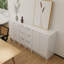 Combinaison d'armoire de rangement autoportante 72 po, portes et tiroirs à fermeture en douceur, blanc brillant, contreplaqué, emballage KD (convient pour la salle de bain, la cuisine, la salle d'étude, la chambre à coucher, etc.)