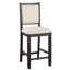 2 chaises à hauteur de comptoir à finition noire, 2 chaises en bois texturé avec revêtement en tissu beige