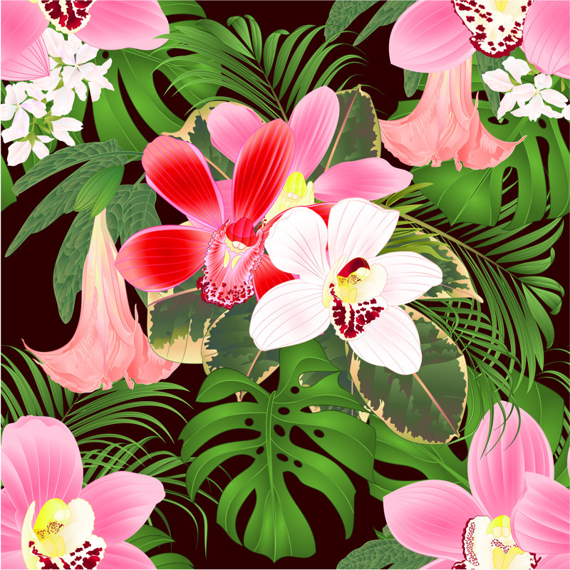Acquanetta fleurs tropicales, H 30 po x l 30 po