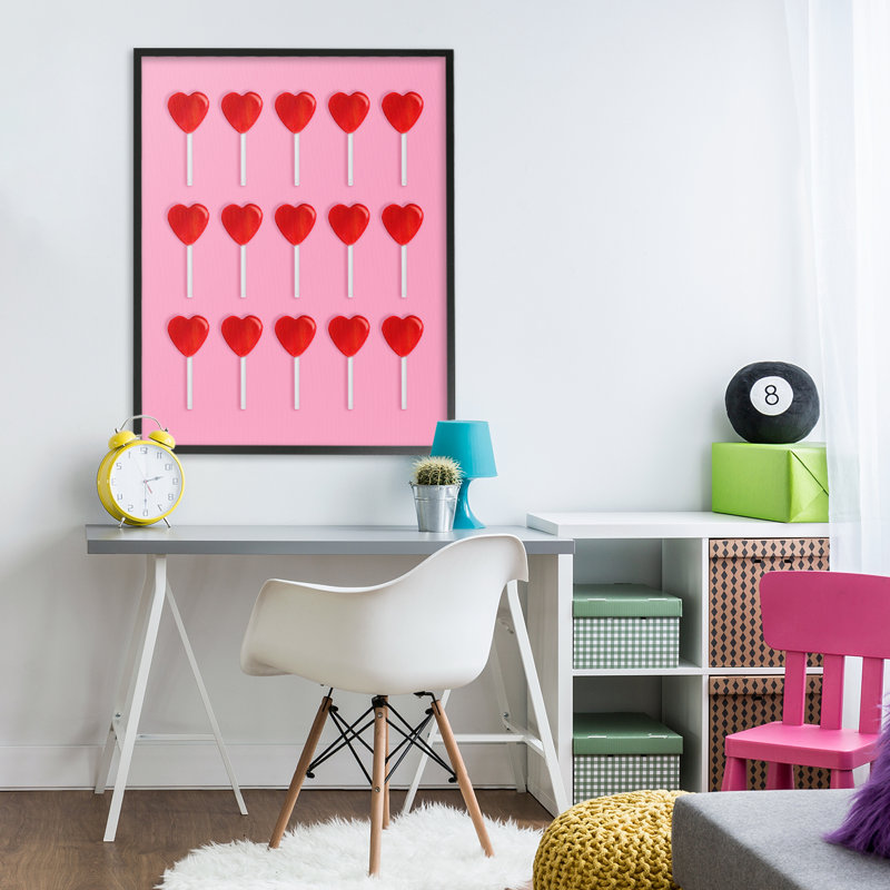 Giclée encadrée de la collection Heart Lollipops, conception par Lish Creative, Giclée encadrée noir minuit