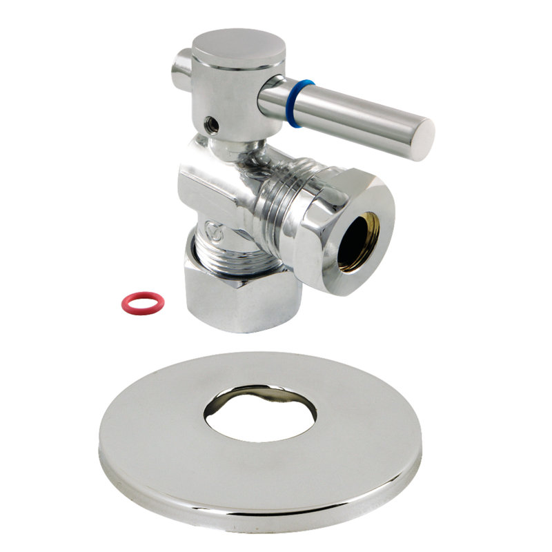 Kingston Brass 5/8-Inch OD Comp x 1/2 or 7/16-Inch Slip Joint Quarter-Turn Angle Stop Valve with Flange