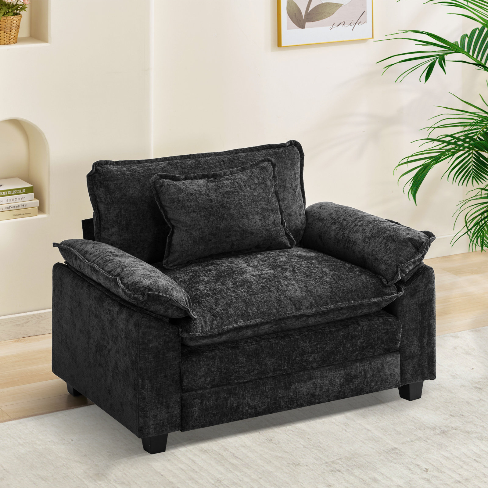 Storage Ottoman Black Oversized Chair With Ottoman Amiata