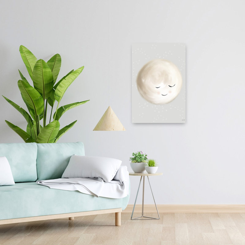 «Happy Little Moon I», paysage contemporain abstrait, art naturel, H 24 po x l 16 po