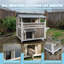Maison pour chat 2 étages avec toit en asphalte ouvert à deux niveaux, maisonnette en bois de sapin avec balcon et porte de secours