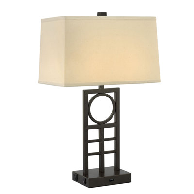 Lampe de table avec USB et prise à percussion 26 "Laccio